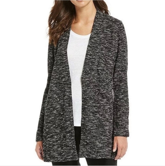 Eileen Fisher Micro-Tweed Knit Open Front Sweater Blazer Jacket Petite Medium - Picture 12 of 12